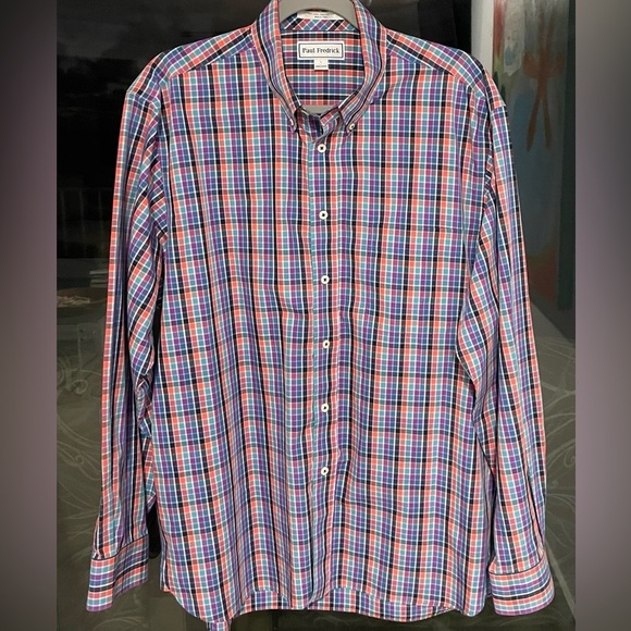 Paul Fredrick Shirt Size L Multicolor Long Sleeve Cotton ButtonDown Classic Fit - Picture 1 of 5